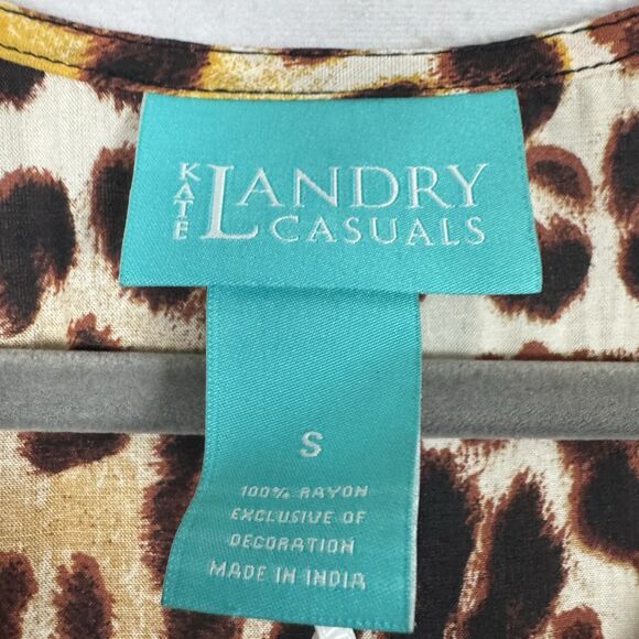 NWT Kate Landry Zip Front Caftan Beach Dress Novelle Peach Animal Print - Picture 3 of 11